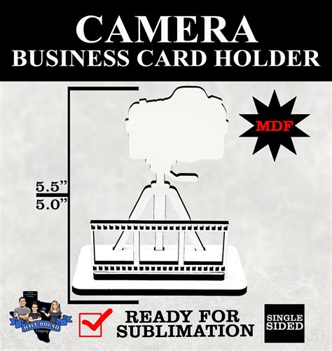 black and silver camera business card holder